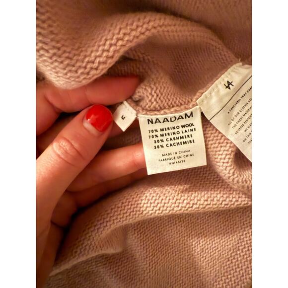 Naadam Sweater Ruffle Pink Floral Pink Mockneck Cashmere Wool Medium - Picture 3 of 3